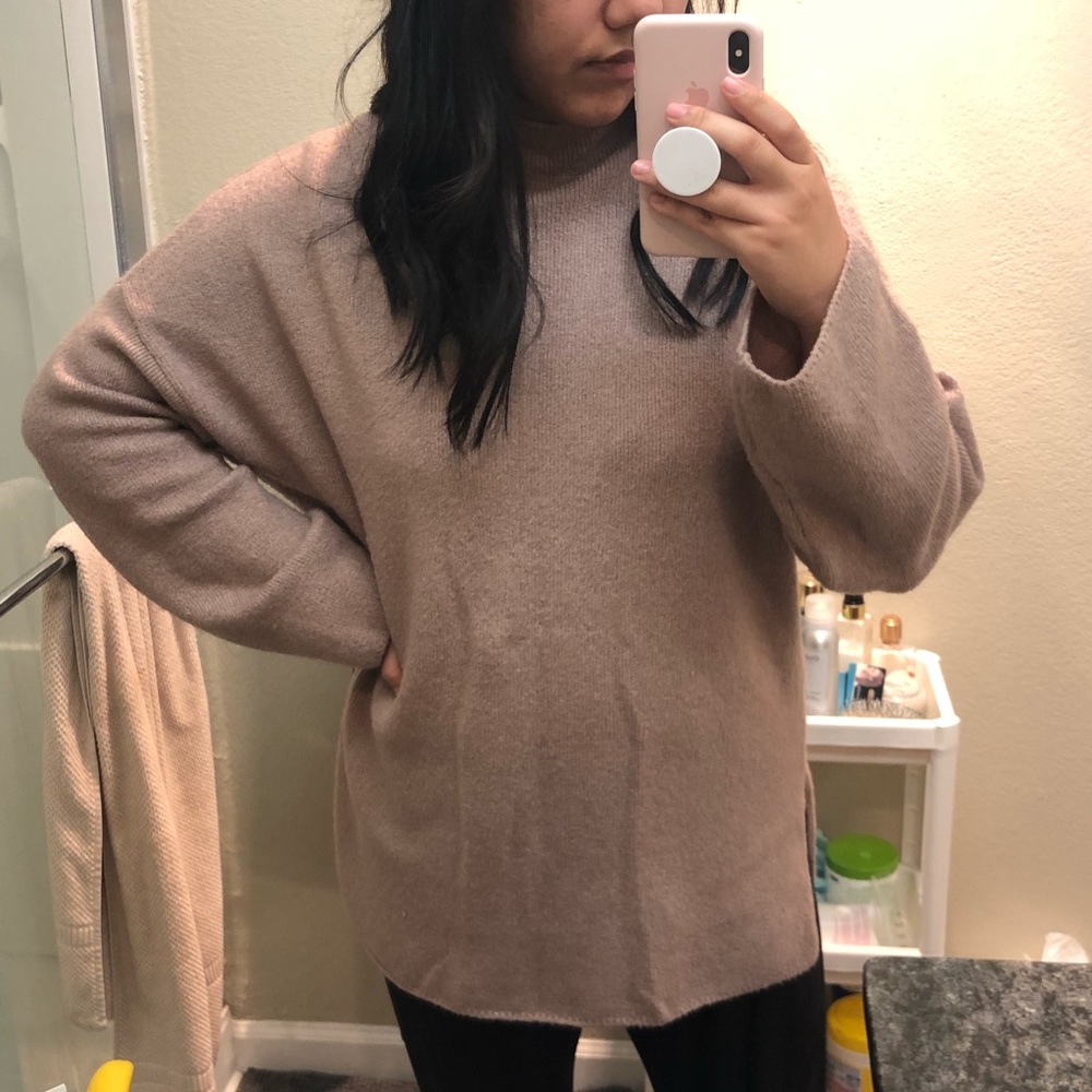 Dusty Rose Cowl Neck Sweater